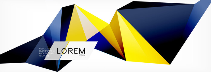 Triangle 3d polygonal art style. Future geometric design. Vector geometry futuristic illustration