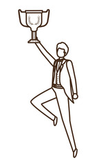 businessman with trophy avatar character