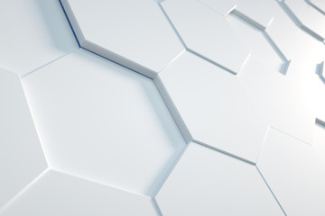 white Hexagonal background,3D render