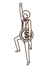 businessman with dollar sign avatar character