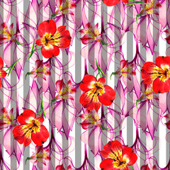 
Seamless pattern, watercolor drawing. Beautiful flowers, abstraction. Decor base