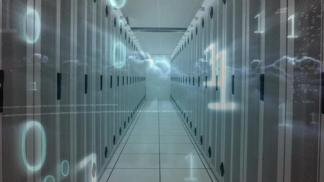 Data Server Room and binary numbers code