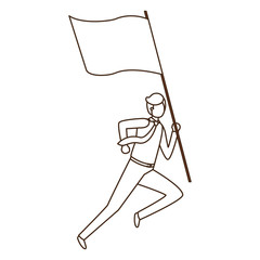 businessman running with flag avatar character