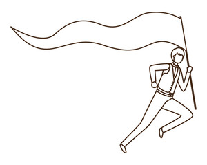 businessman running with flag avatar character