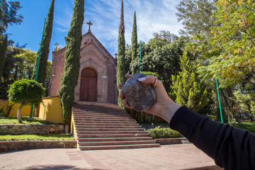 Panoramic view of the Emperor Maximilian Memorial Chapel located on the Hill of Bells (Cerro de Las...