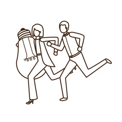 business couple with light bulb avatar character