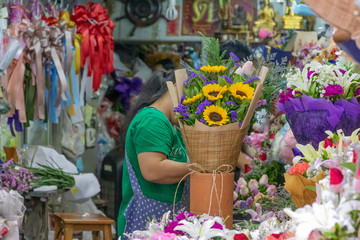 Flower market worker in Bangkok