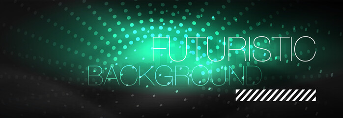 Naklejka premium Glowing neon circle line dots, round line design, abstract style on black background. Neon abstract round circles Magic neon lights and glowing dots