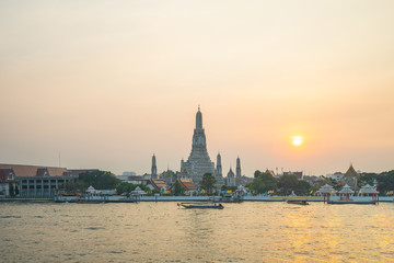 Bangkok Wat Arun temple with Chao Phraya River in Bangkok, Thailand