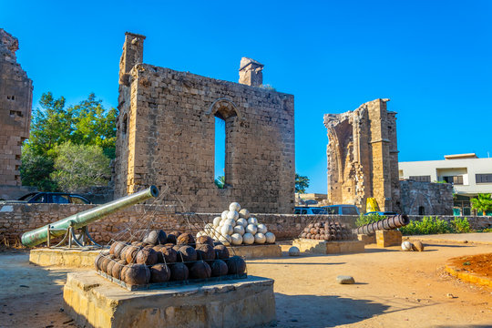 Medieval cannons on Namik Kemal square at Famagusta, Cyprus