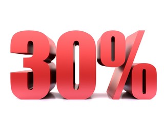 thirty  percent 30% symbol .3d rendering