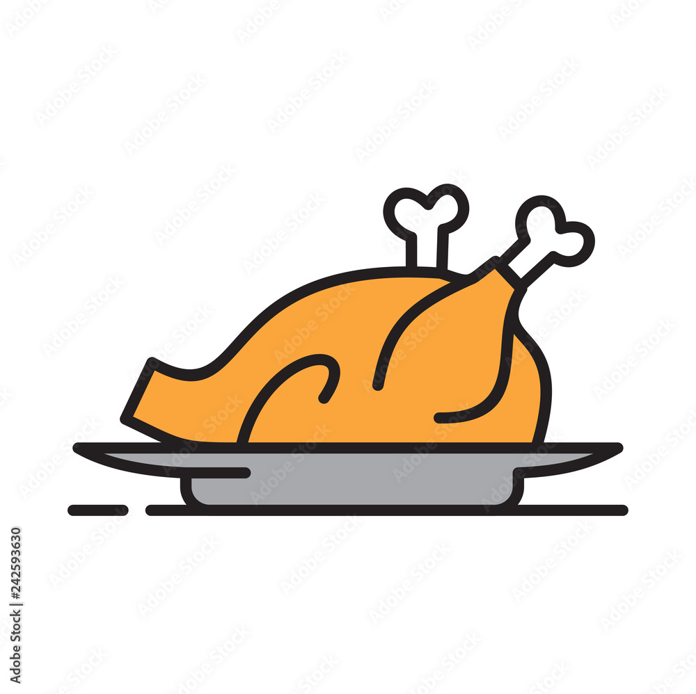 Poster fried chicken icon on white background for graphic and web design, modern simple vector sign. intern