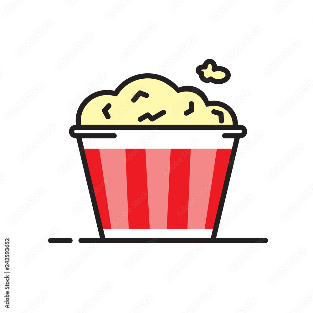 Poster popcorn icon on white background for graphic and web design, modern simple vector sign. internet con
