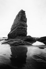 Rock in the Sea, Pacific Ocean, California, Black and White