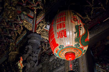 Traditional Chinese lantern in a temple