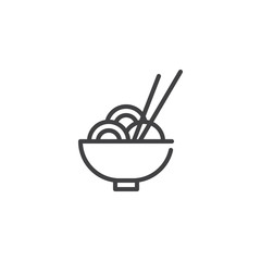 Bowl of Noodles with Chopsticks line icon. linear style sign for mobile concept and web design. Chinese food noodles outline vector icon. Symbol, logo illustration. Pixel perfect vector graphics