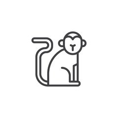 Chinese zodiac monkey line icon. linear style sign for mobile concept and web design. Chinese year of monkey outline vector icon. Symbol, logo illustration. Pixel perfect vector graphics
