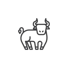 Ox Chinese zodiac line icon. linear style sign for mobile concept and web design. Chinese year of ox outline vector icon. Symbol, logo illustration. Pixel perfect vector graphics - obrazy, fototapety, plakaty