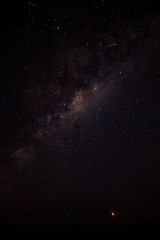 Milky Way. Fantastic night landscape with purple milky way,