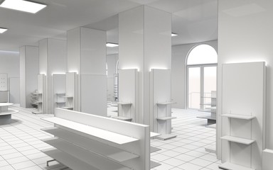 Obraz premium shop, mall, shopping mall, interior visualization, 3D illustration