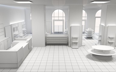 shop, mall, shopping mall, interior visualization, 3D illustration