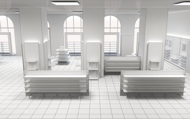 shop, mall, shopping mall, interior visualization, 3D illustration