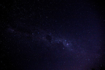 Milky Way. Fantastic night landscape with purple milky way,