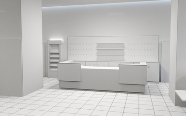 shop, mall, shopping mall, interior visualization, 3D illustration