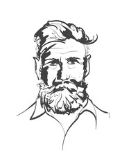 Men head face hipster vector illustration black silhouette. Vector Face Man Sketch