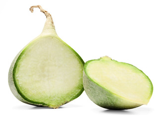 Turnip slice of margilan on a white isolated background