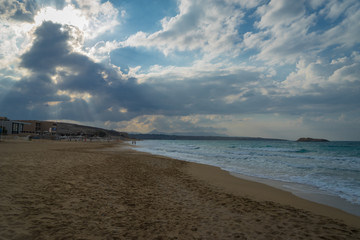 Heraklion, Crete - 10 01 2018: Amnissos beach near Heraklion airport