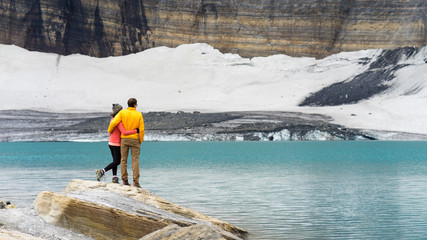 Hiker enjoying the view of Glacier National Park