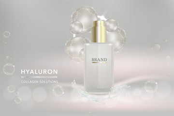 Beauty product, white cosmetic container with advertising background ready to use, luxury skin care ad. illustration vector.	