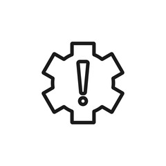 Settings icon with exclamation mark. Settings icon and alert, error, alarm, danger symbol. Vector icon
