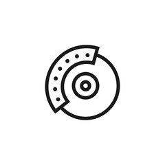Disc brake isolated icon on white background, auto service, repair, car detail