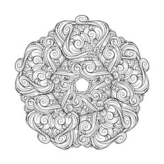 Vector abstract black and white ethnic mandala motif