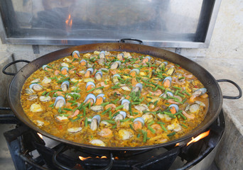 Spanish paella served in all inclusive resort