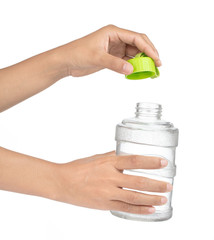 Open Water bottle isolated on white background