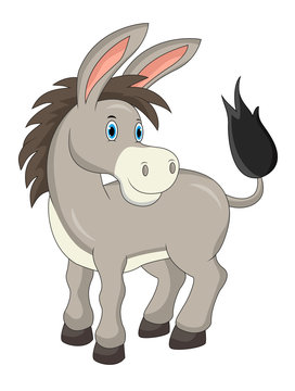 Cartoon happy donkey isolated on white background