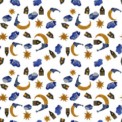  Watercolor pattern, from paper of watercolor handwork, a good night theme.