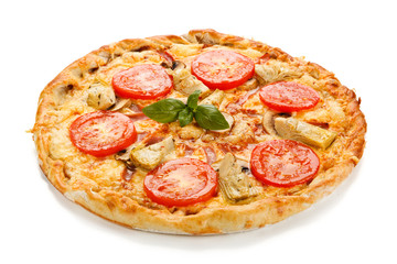 Pizza with champignon and artichokes