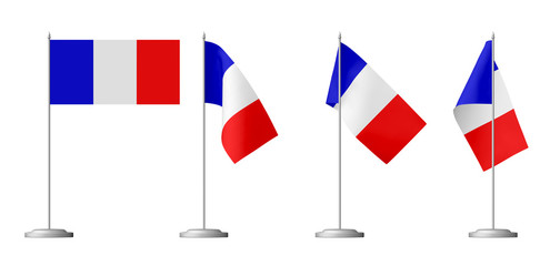 Small table flag of France set isolated