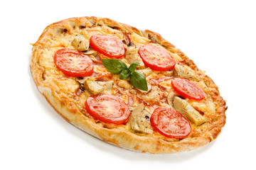 Pizza with mushrooms and artichokes