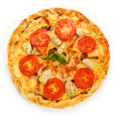 Pizza with mushrooms and artichokes