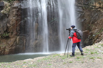 Obraz premium Black waterfall and nature