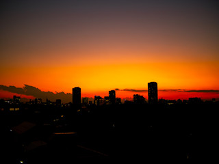 Fototapeta na wymiar 上野から見た新宿方面の燃える夕景