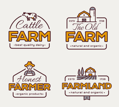 Farm logo set. Vector labels.
