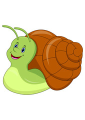 Cute cartoon snail isolated on white background