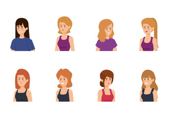 Fototapeta premium group of girls avatars characters