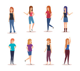 Fototapeta premium group of girls avatars characters